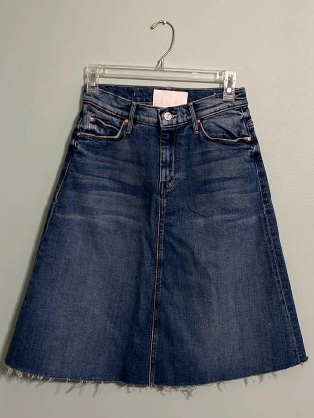 Mother Women's The Circle Midi Fray Skirt Size 25 in Dream Team Color - Picture 6 of 8